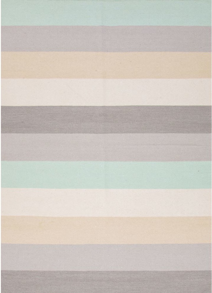 Jaipur Rugs Flat-Weave Stripe Pattern Wool Gray/Blue Area Rug, 3.5 x 5.5ft