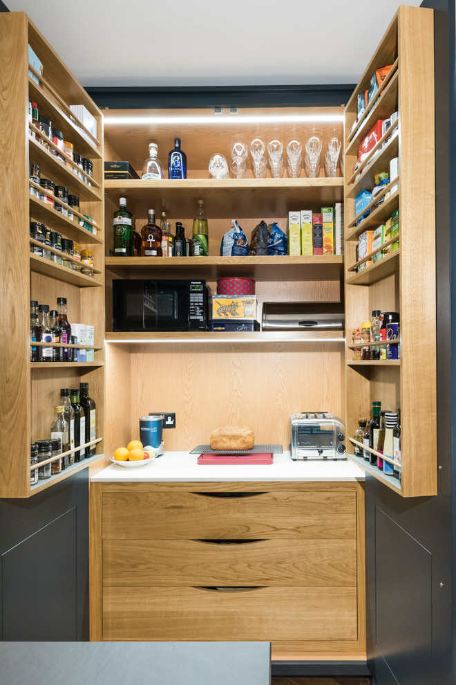 Modern kitchen pantry in London.