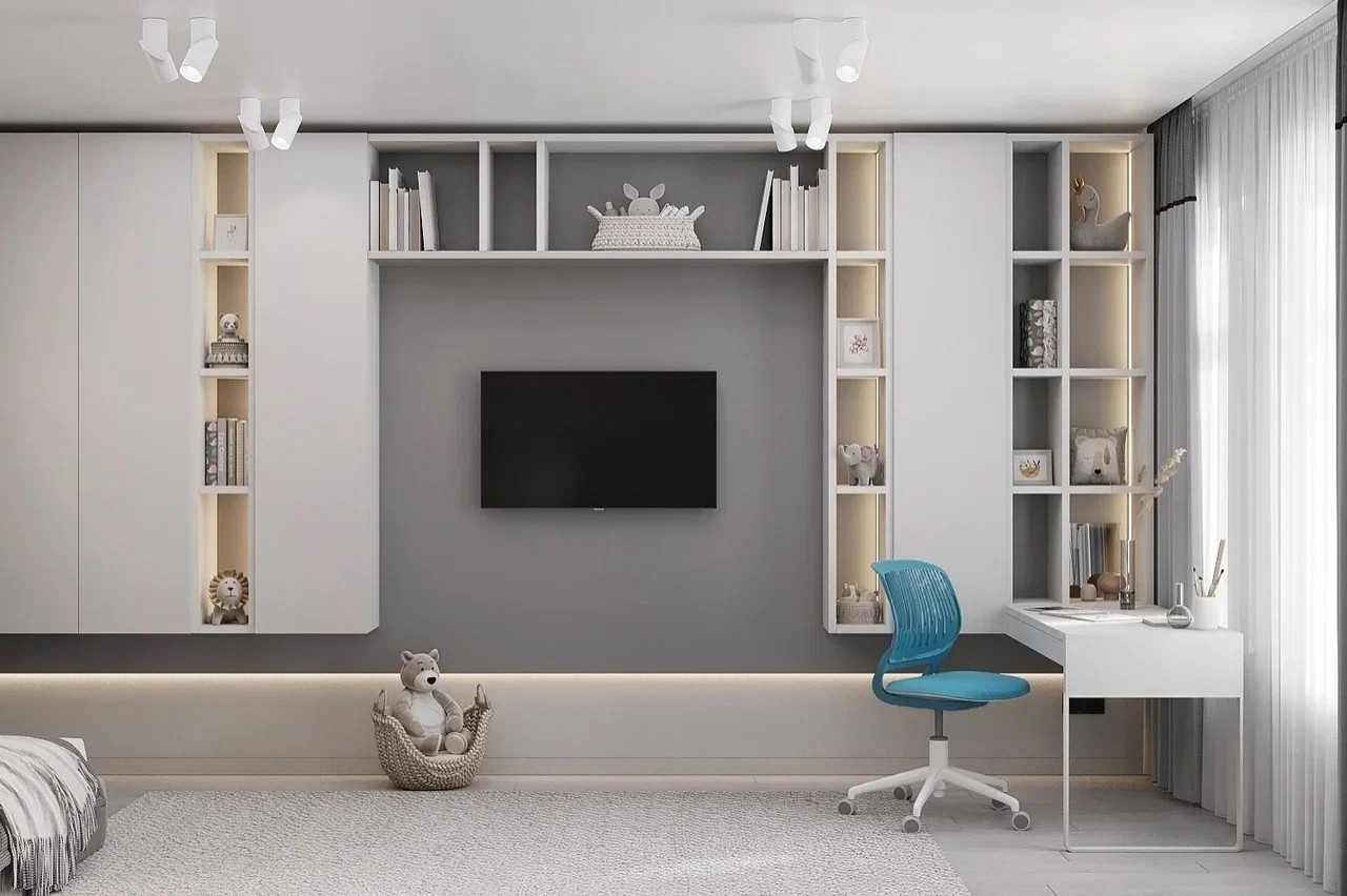 Кварртира в современном стиле с дестскоц в серых тонах