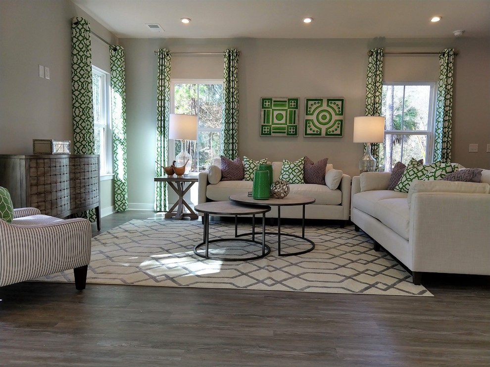 green transitional living room