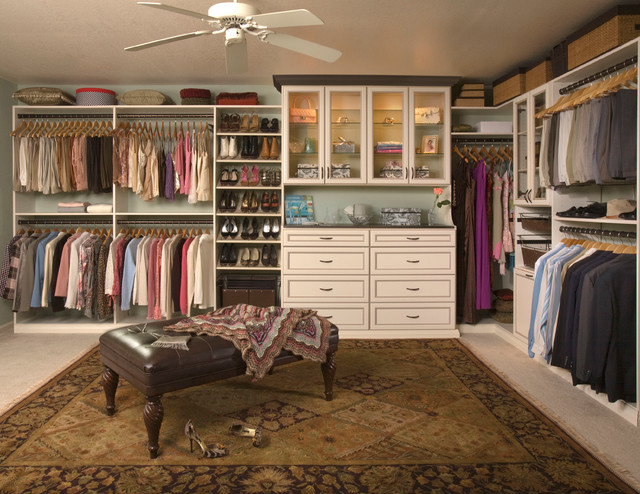 Custom Walk-in Closet Organizers: Antique White