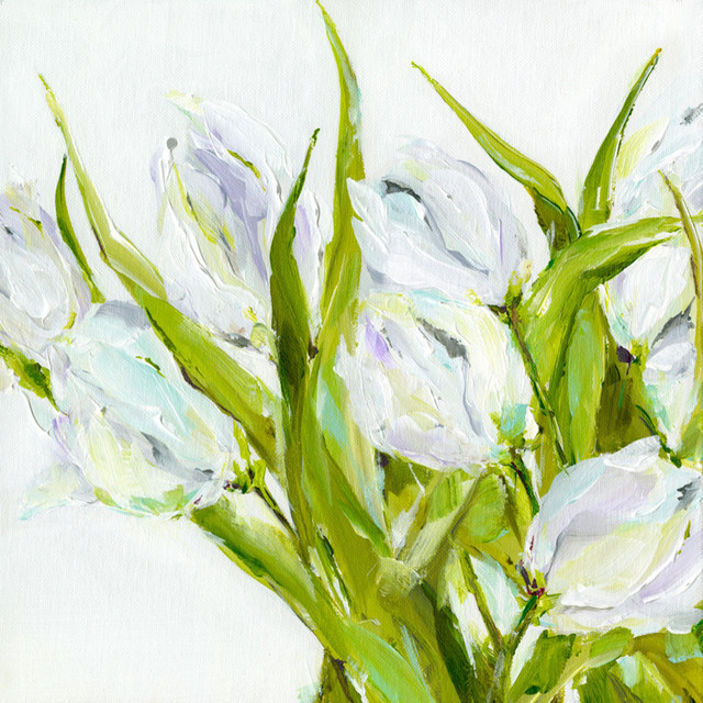 "White Tulips 2" Canvas Wall Art by Susan Pepe, 10"x10"