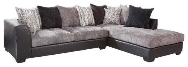 American Furniture Classics Casual Comfort Charcoal & Black L Shaped Sectional