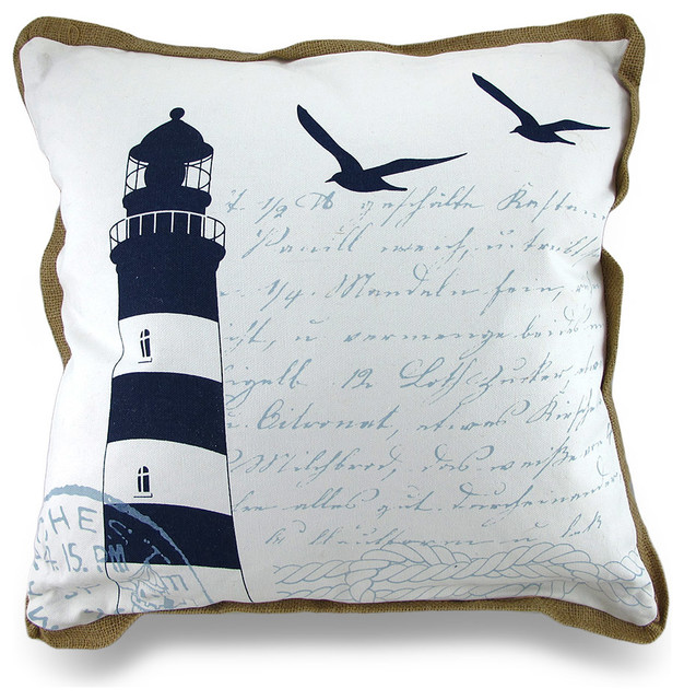 navy blue white lighthouse print canvas decorative throw pillow 16 beach style decorative - Decorative Accent Pillows navy blue white lighthouse print canvas decorative throw pillow 16 beach style decorative - Decorative Accent Pillows