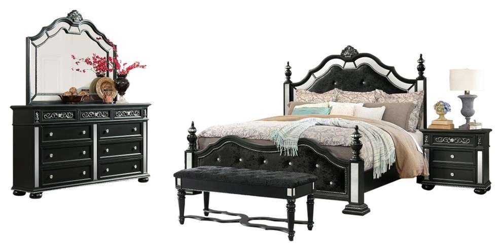 Diana 5-Piece Bedroom Set, Black, Queen