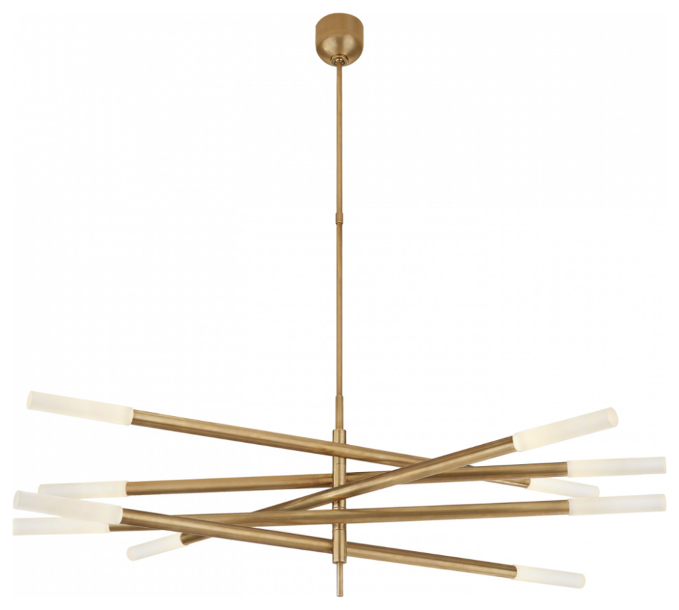 Grande Articulating Chandelier, 10Light, LED, Brass Etched Crystal