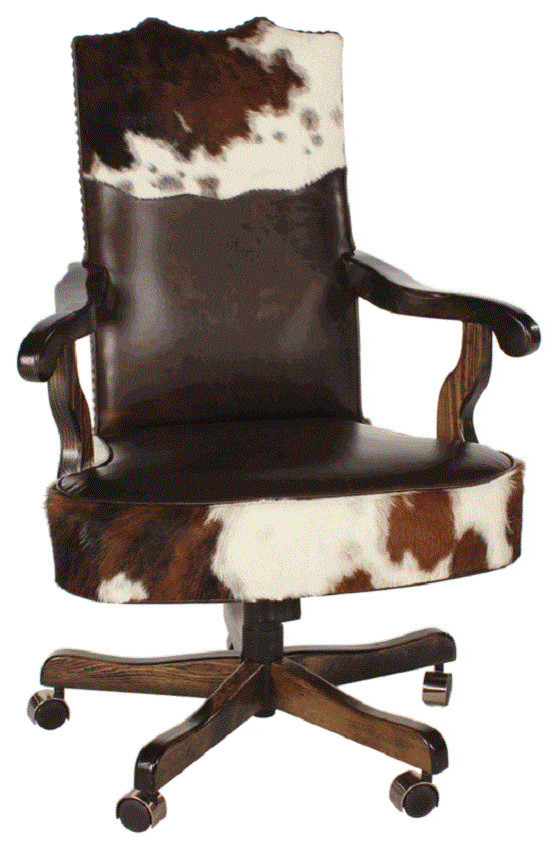 Cowhide & Leather Western Office Chair Southwestern Office Chairs