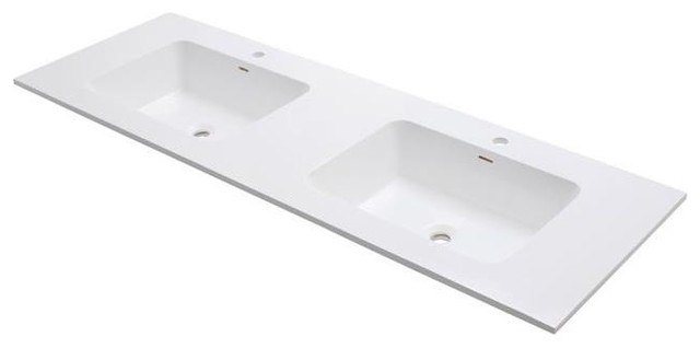 63 in. Double Bowl Solid Surface Vanity Top - Contemporary - Vanity ...