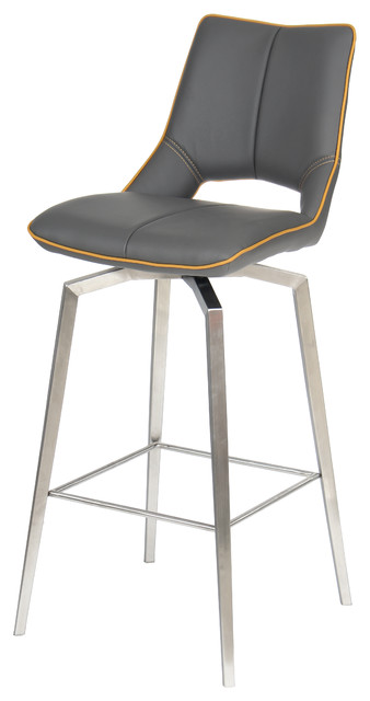 Aspen Faux Leather Swivel Bar Chair, Graphite Grey