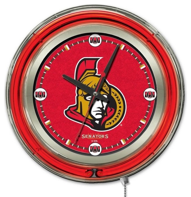 Ottawa Senators Neon Clock Contemporary Wall Clocks by