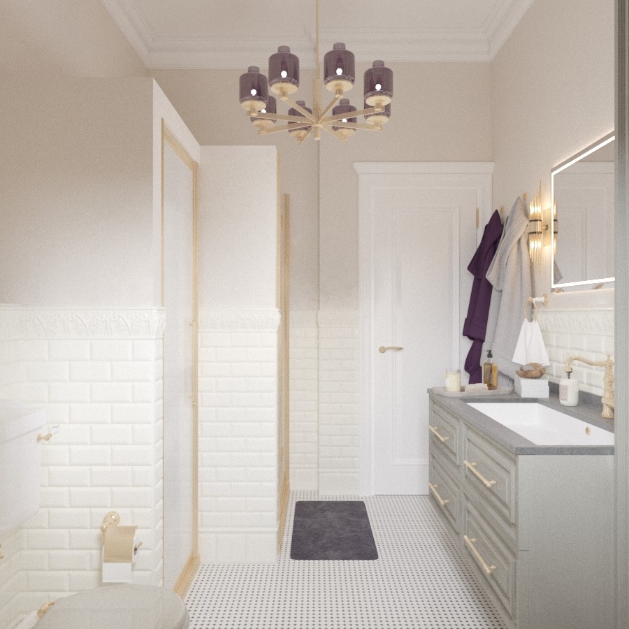 Квартира на Спиридоновке. Дизайн санузла в парижском стиле