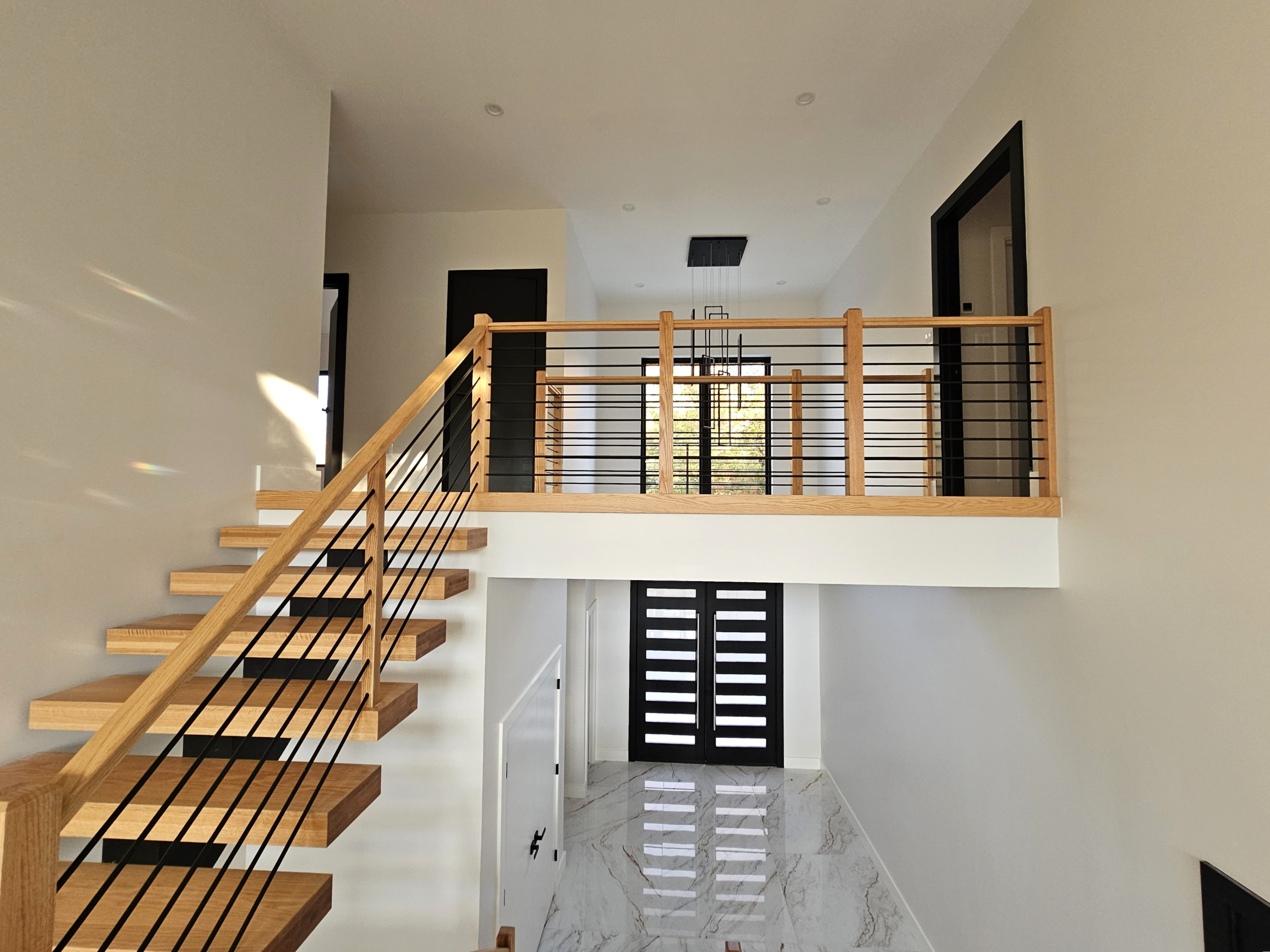 143_Modern Floating Red Oak and Metal Staircase, Sterling, VA