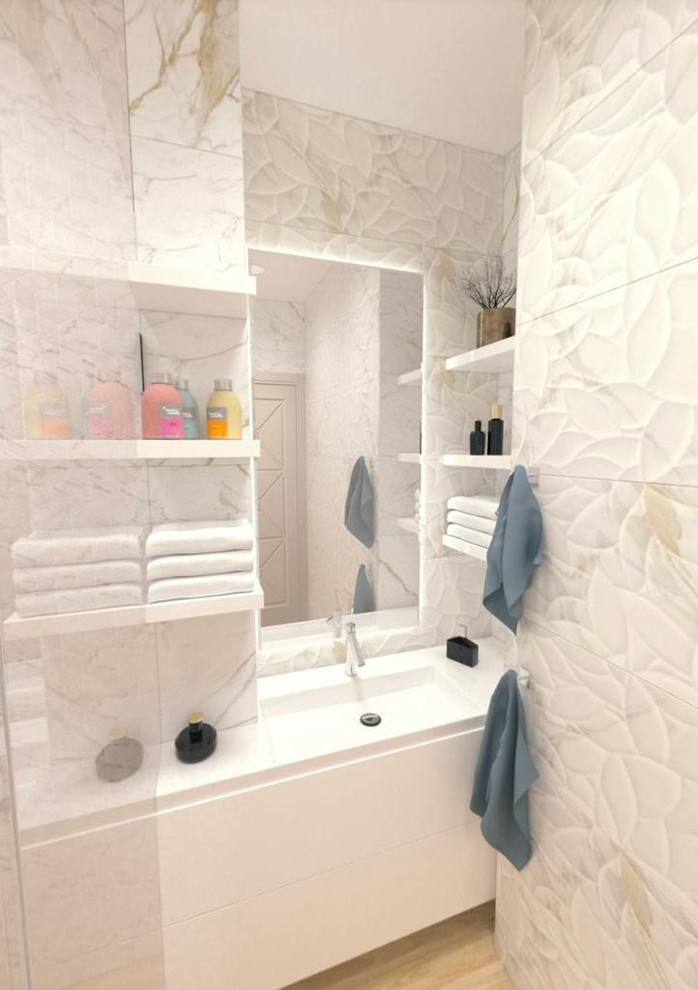 Многоугольная тумба в ванную комнату