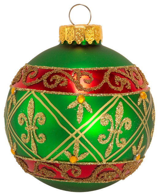 Set of 4 80mm Kurt Adler Santa Face Glass Ball Ornament 