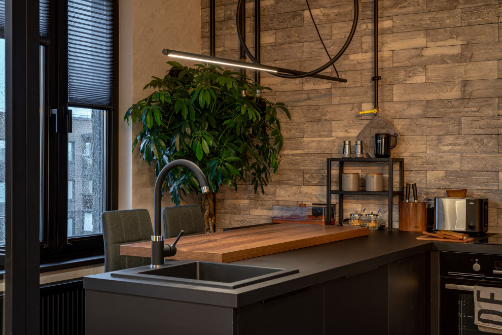 ЖК САМПО. 1-комнатная квартира в брутальном стиле, "от бетона" до заселения