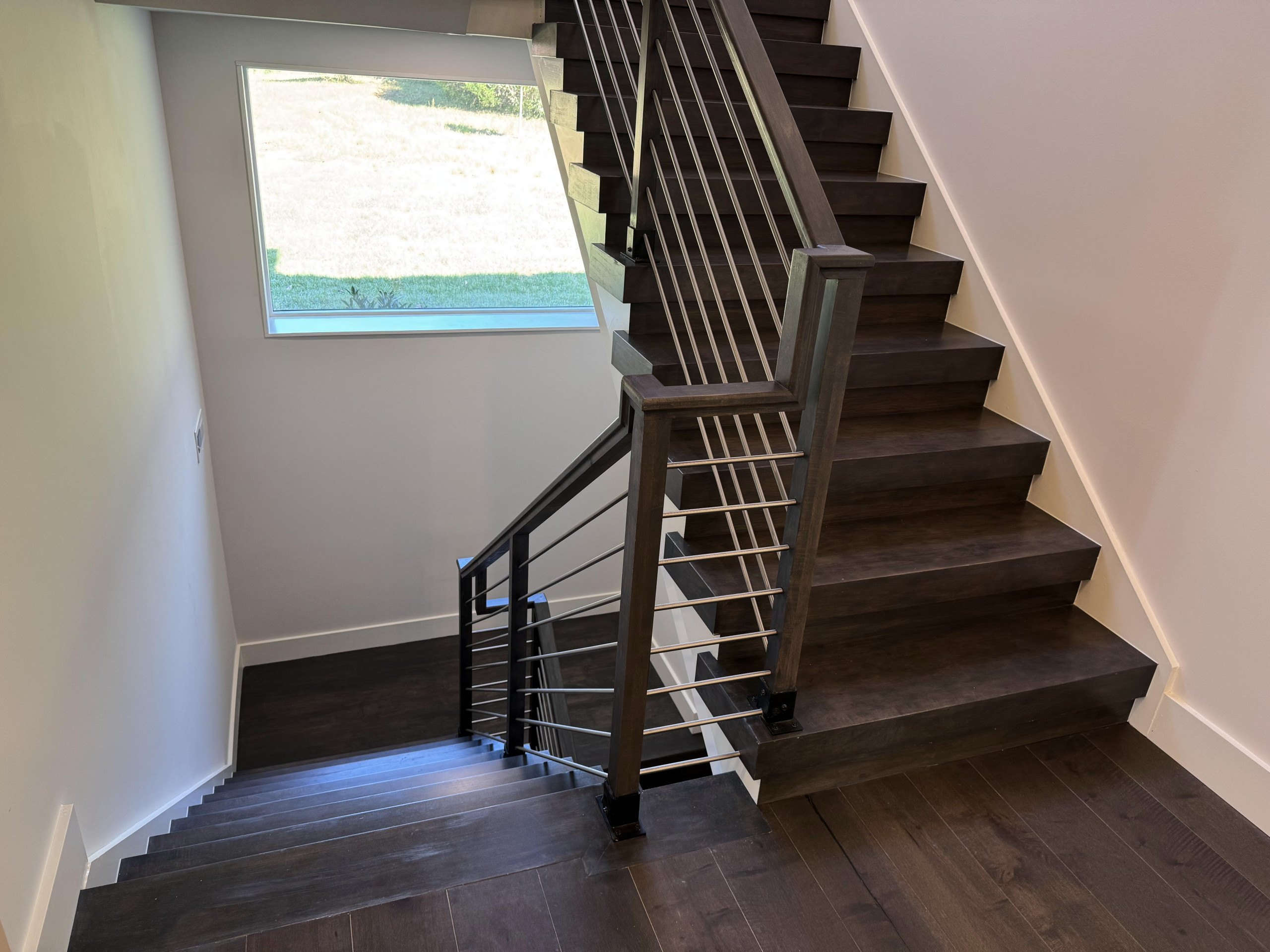 137_Transitional Maple Staircase with Stainless Steel Rail, Clifton, VA 2014