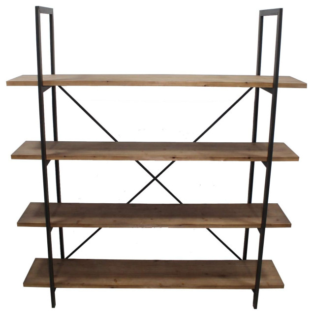 Rustic Bookcase Metal Frame With X, How To Make A Metal And Wood Bookcase