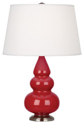 Robert Abbey RR32X Triple Gourd 1 Light Small Celadon Table Lamp in Ruby Red Gla