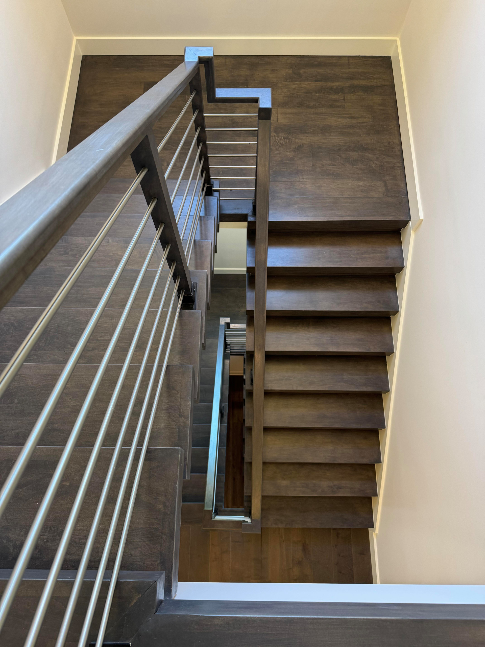 137_Transitional Maple Staircase with Stainless Steel Rail, Clifton, VA 2014
