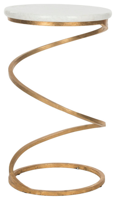 Safavieh Nevina Iron And Marble Accent Table Gold Black Safavieh Nevina Accent Table Gold White Marble Top