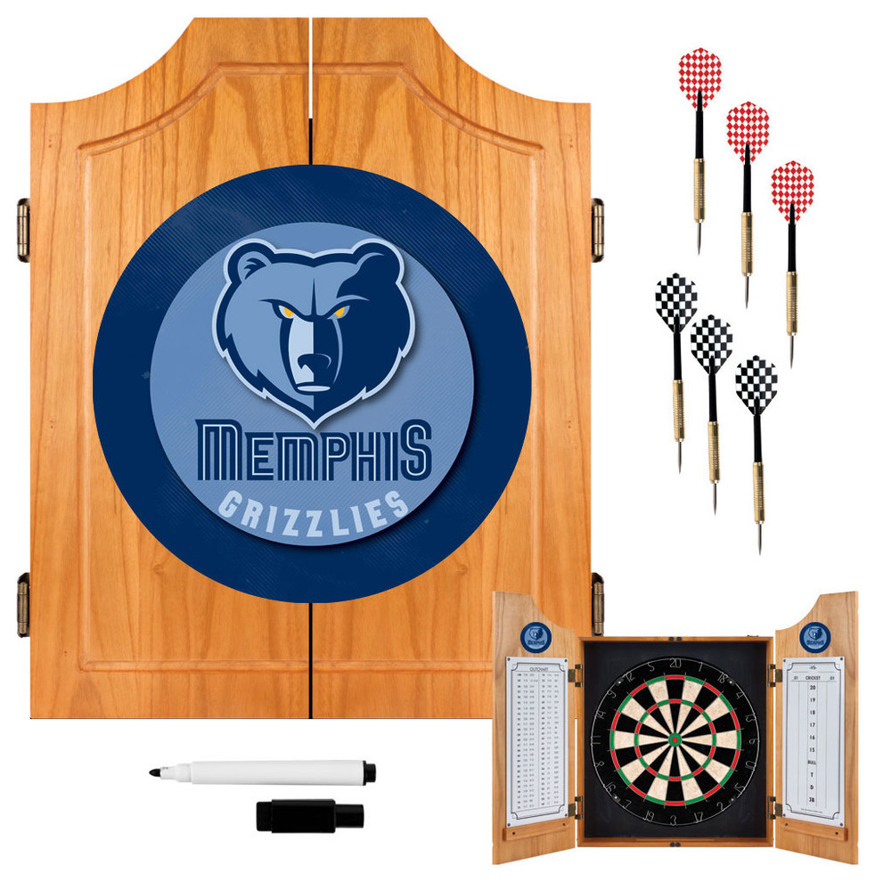 Memphis Grizzlies NBA Wood Dart Cabinet Set
