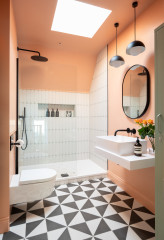 Room Tour: Soft Terracotta Warms a Cleverly Designed Bathroom