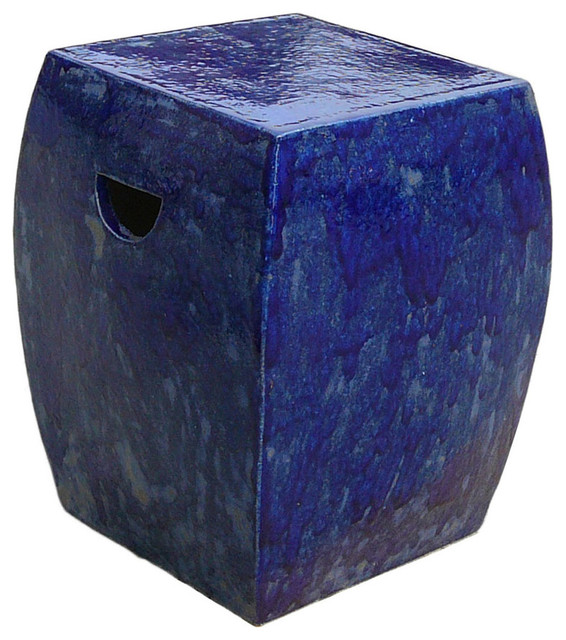 Chinese Square Flat Navy Blue Clay, Navy Garden Stool