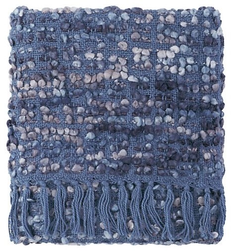 Park Acrylic Hand Woven Throw Blanket, Blue Iris