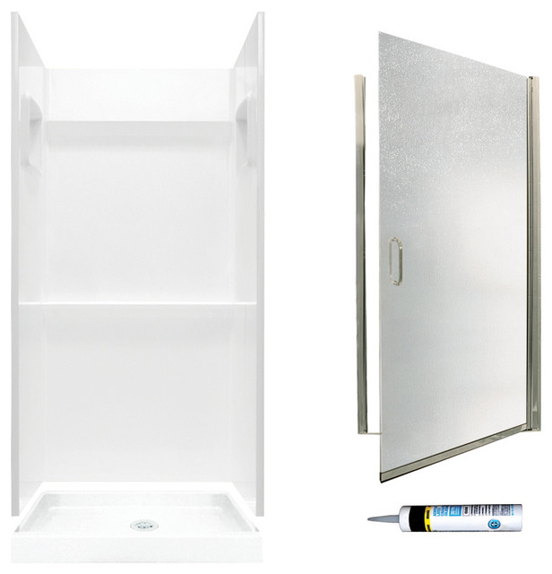 Alcove Shower Kits, White, 36"x36"x73.25"