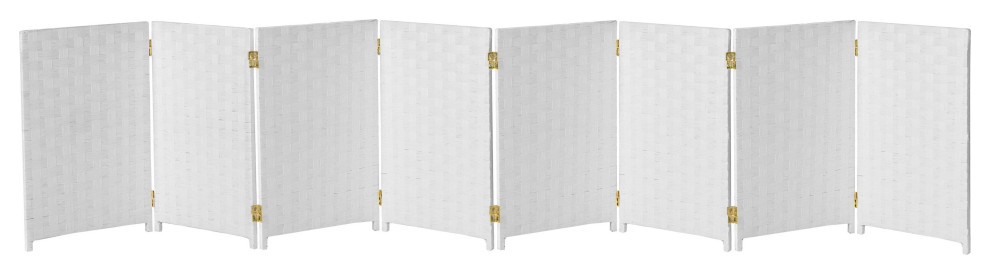 2 ft. Short Woven Fiber Room Divider 8 Panel White