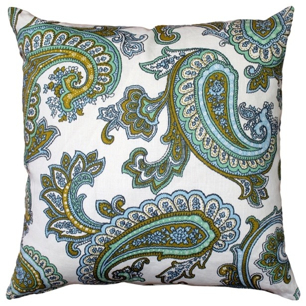 Pillow Decor Tuscany Linen Forest Paisley Throw Pillow 22x22