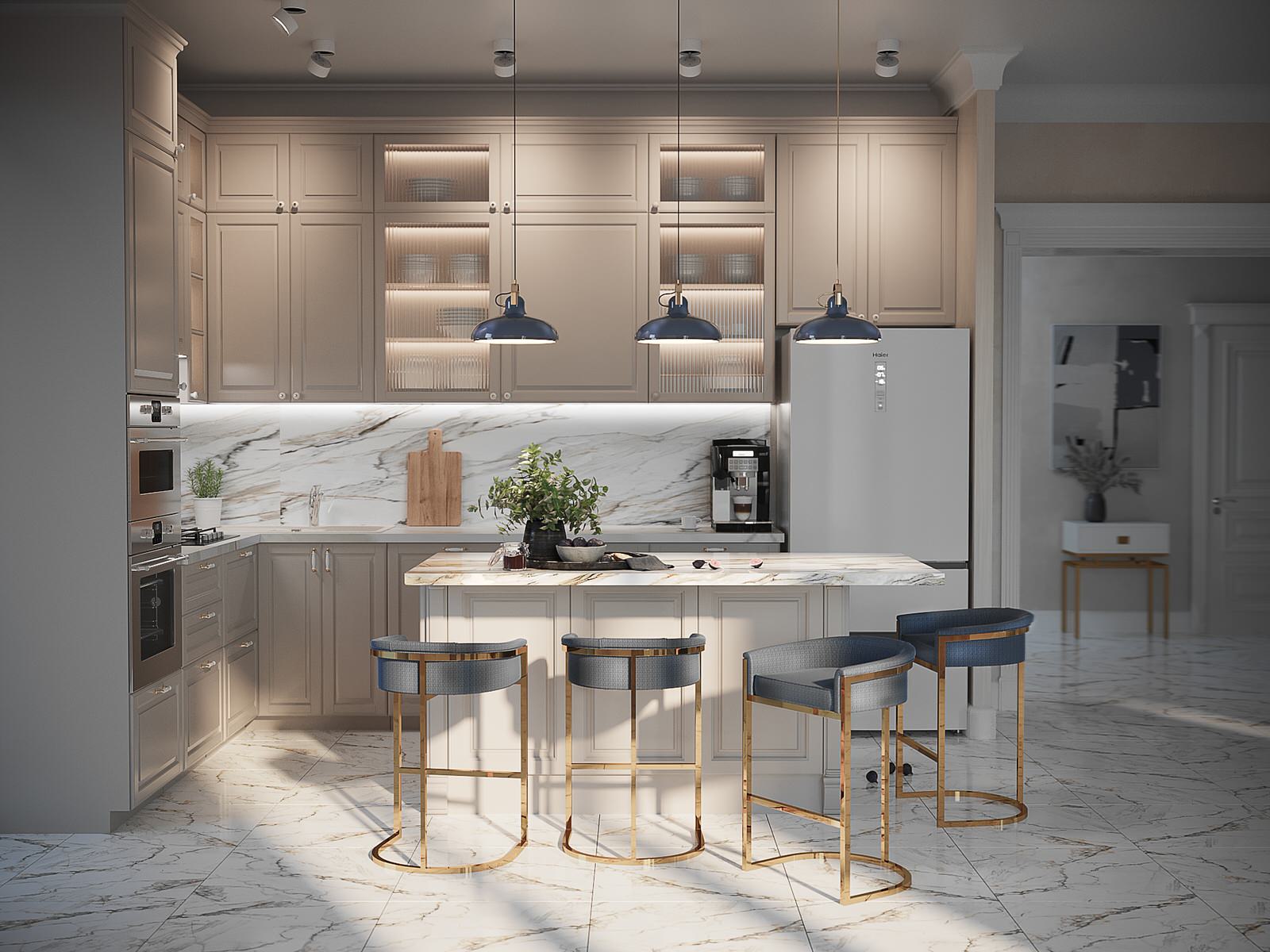 Кухня-столовая. Зона кухонного острова