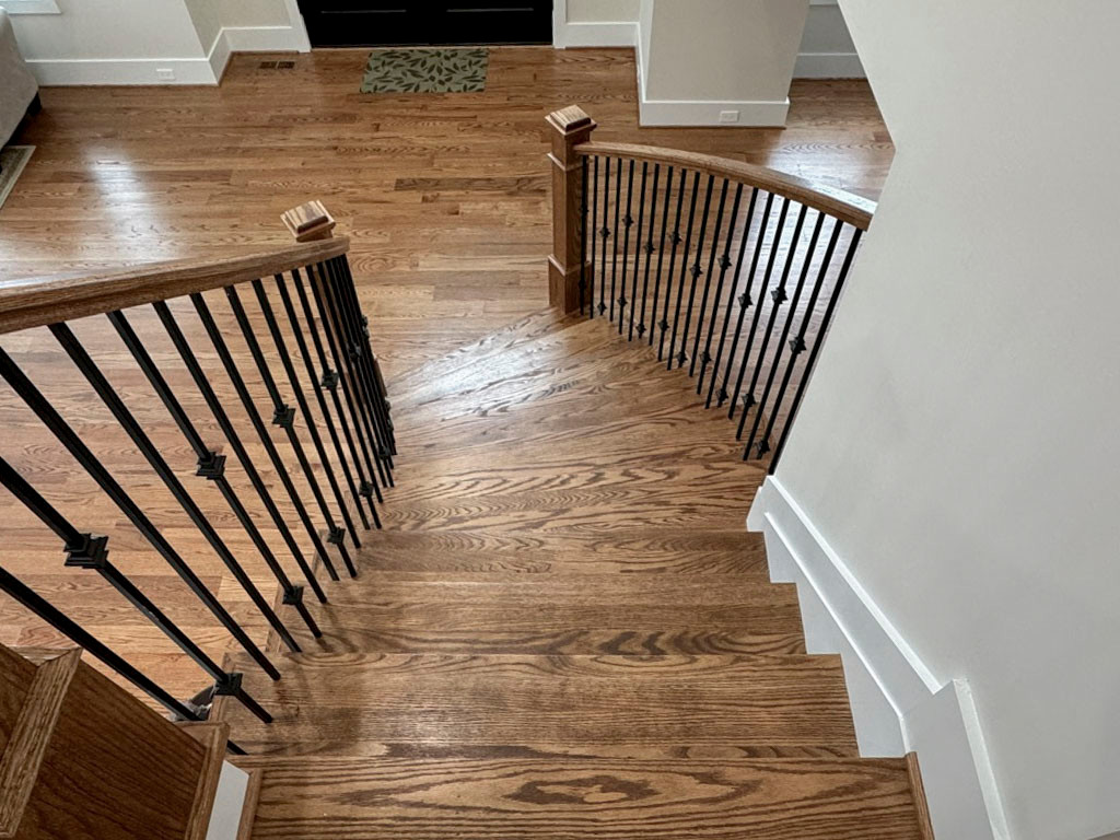117_Distinct Oak Staircase with Iron Balusters & Oak Rail Profile, Chantilly VA