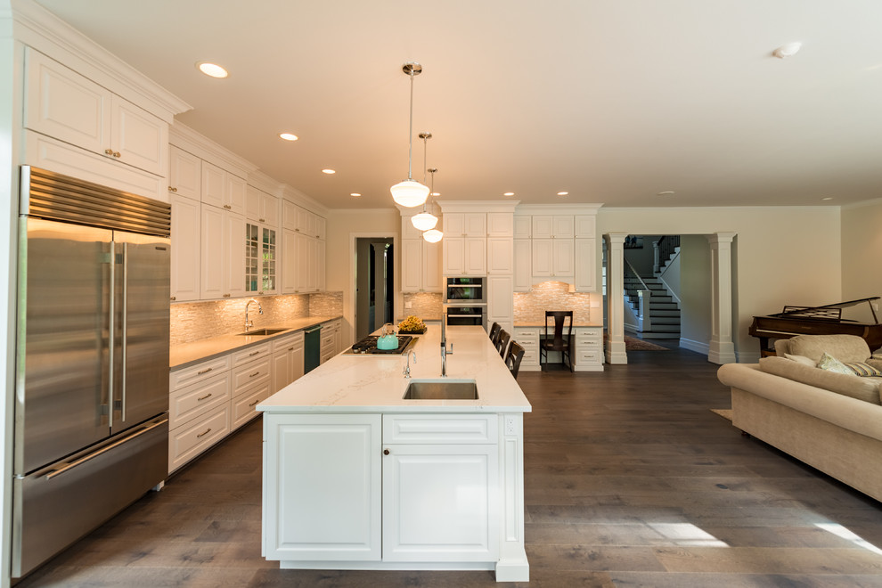 Example of a transitional kitchen design in Seattle