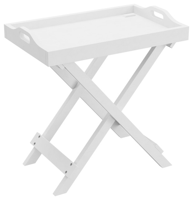 Lavish Home Folding End Table With Removable Tray Top Transitional