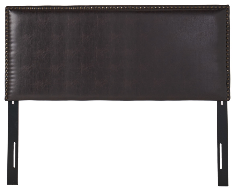 GDF Studio Alonzo Brown Leather Full To Queen Headboard