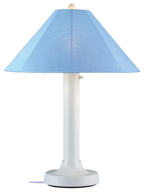 Catalina Outdoor Table Lamp With Sky Blue Shade Contemporary