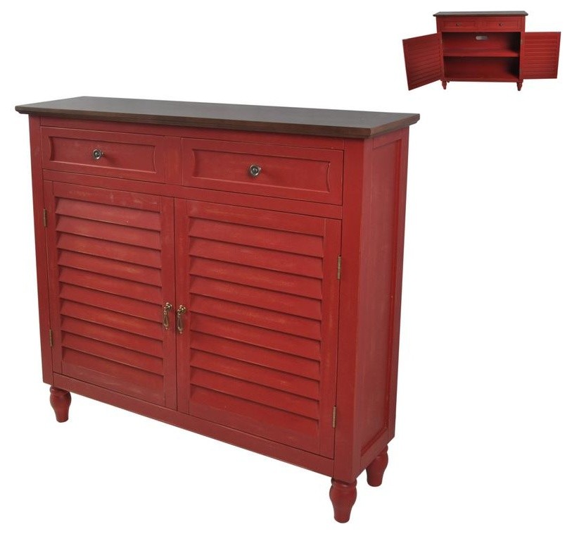 2 Drawer and 2 Shutter Door Cabinet, Red