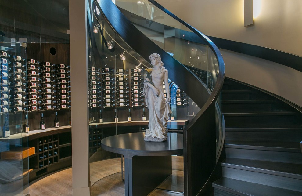 Design ideas for a contemporary wine cellar in Vancouver.