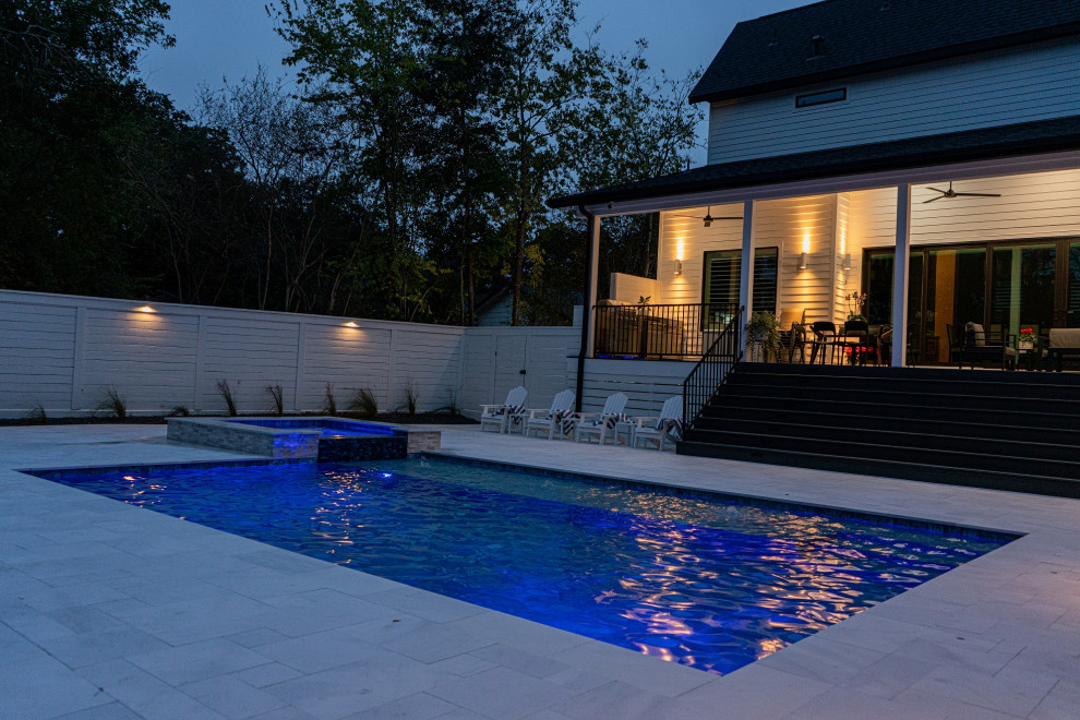 Design ideas for a medium sized midcentury back rectangular swimming pool in Houston.