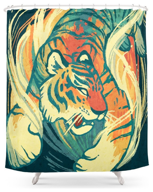 Astral Tiger Shower Curtain Contemporary Shower Curtains By