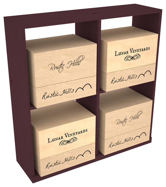 Solid Case Wine Storage Bin, Pine, Burgundy