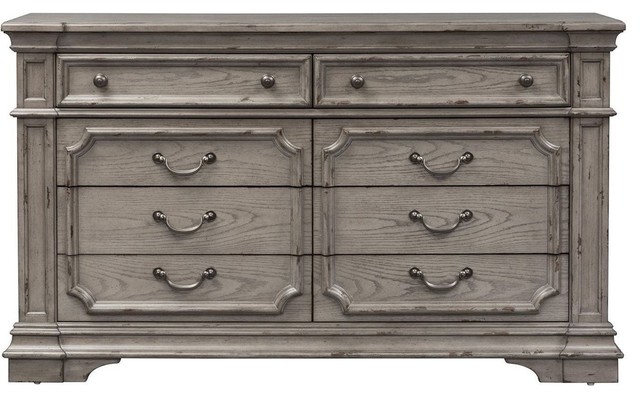 Liberty Grand Estates 8 Drawer Dresser Gray Taupe With Antique