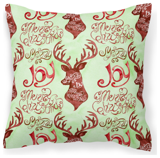 Bb7488Pw1414 Merry Christmas Joy Reindeer Outdoor Canvas Pillow