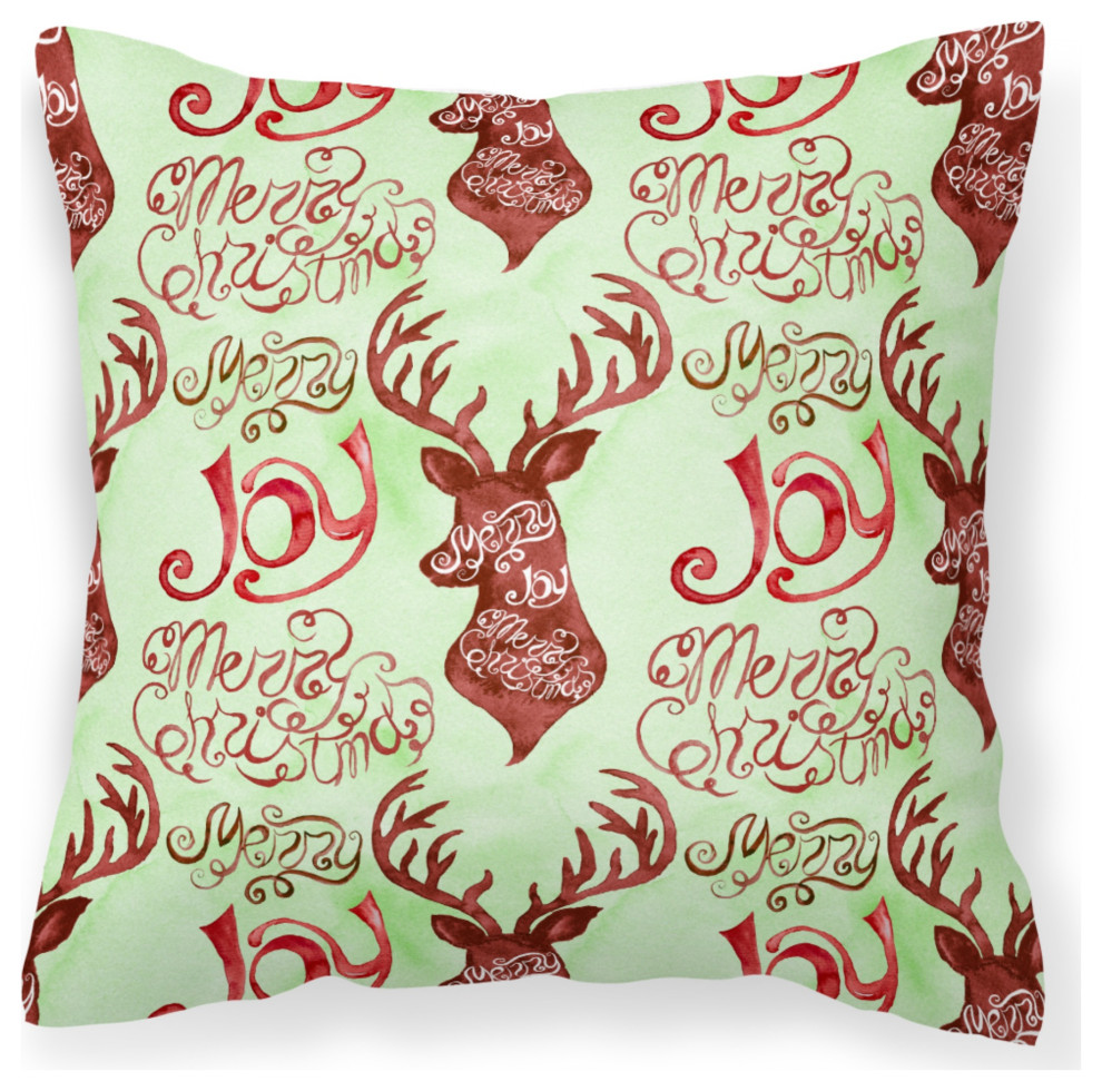 Bb7488Pw1414 Merry Christmas Joy Reindeer Outdoor Canvas Pillow