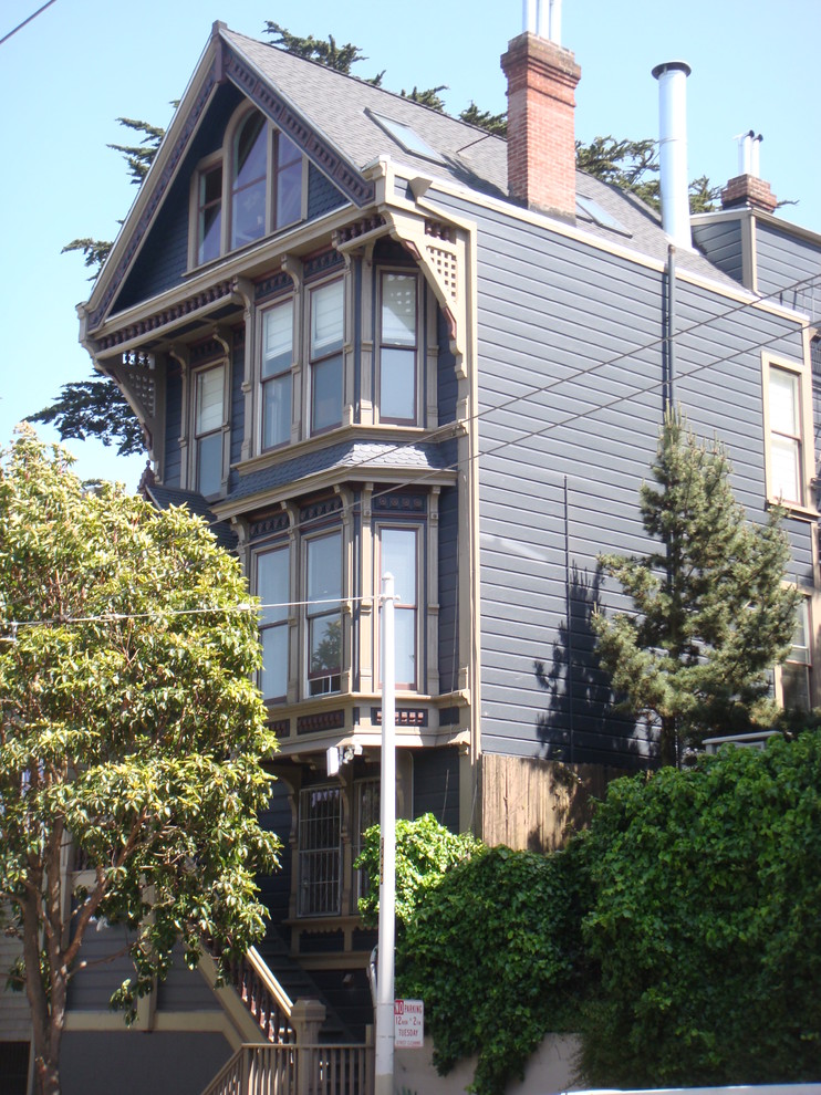 This is an example of a traditional exterior in San Francisco with wood siding.