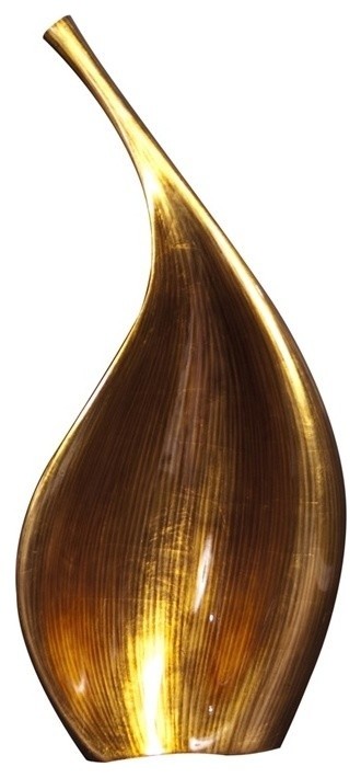 Howard Elliott Striped Gold Lacquered Contemporary Vase, 6"x12"x24"