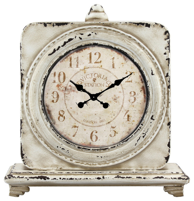 Victoria Station Square Tabletop Clock Transitional Desk And Mantel Clocks by Stonebriar
