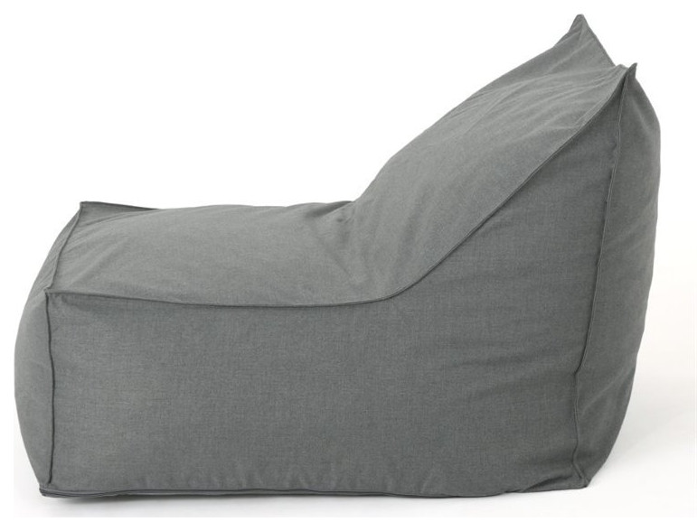 Noble House 3' Water Resistant Fabric Bean Bag Chair in Dark Gray
