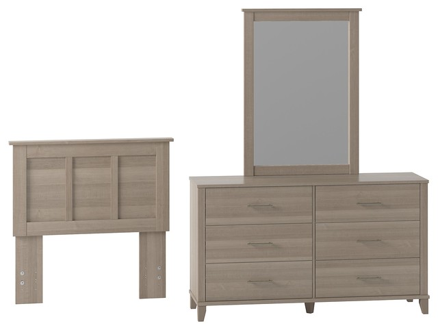 Bush Furniture Somerset Dresser With Mirror and Twin Size Headboard ...